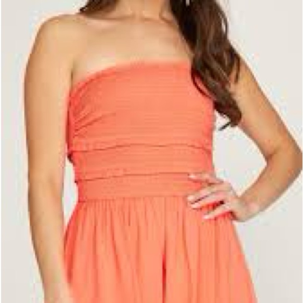 Strapless Coral Romper